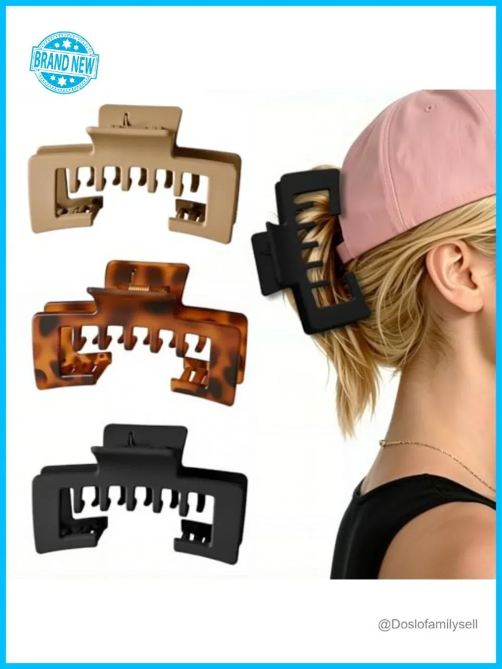 3 Pcs Large Hat Claw Clips Non-Slip Strong Hold Hair Accessories